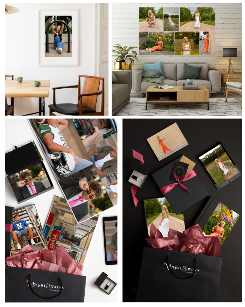 Printed senior pictures products including wall art and albums from booked senior sessions – Megan Bowers Photography