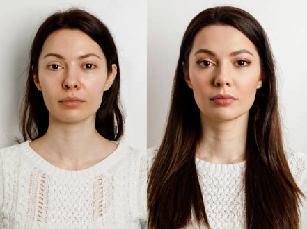 Before and after hair and makeup for senior photos in Lawrence KS with Megan Bowers Photography